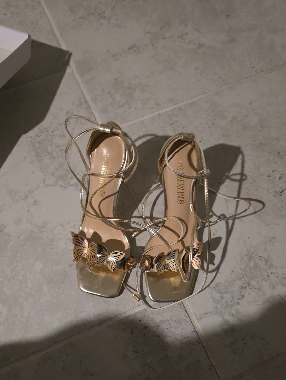 Gold Butterfly Lace-Up Women's Sandals